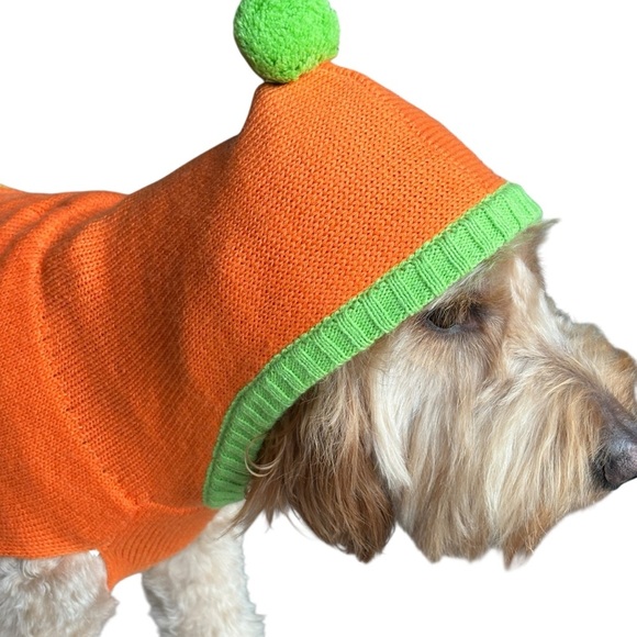 Halloween Pumpkin Hooded Dog Sweater Jack-o'-Lantern Costume - Picture 7 of 7
